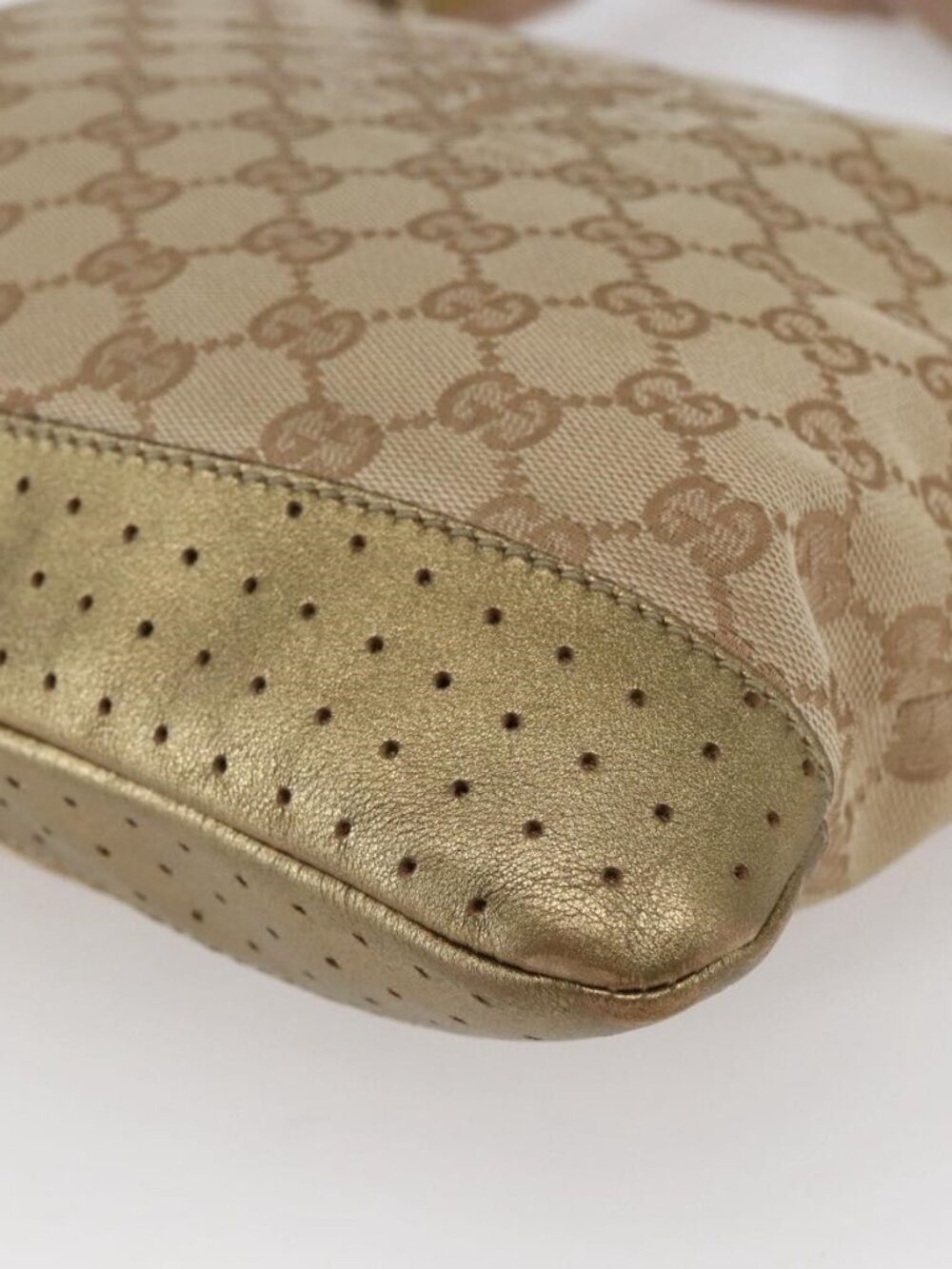 Authentic GUCCI GG Canvas Shoulder Bag Beige Gold 145857 - Picture 7 of 16